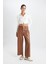 Culotte Crop Suni Deri Pantolon Yüksek Bel Geniş Bol Paça D5251AX24AU 2