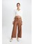 Culotte Crop Suni Deri Pantolon Yüksek Bel Geniş Bol Paça D5251AX24AU 3