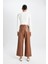 Culotte Crop Suni Deri Pantolon Yüksek Bel Geniş Bol Paça D5251AX24AU 6