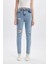 Lina Lina Mom Fit Yırtık Detaylı Yüksek Bel Bilek Boy Jean Yıkamalı Pantolon C2384AX24SM 4