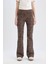 Flare Fit Leopar Desenli Düz Paça Uzun Boy Pantolon D7452AX24AU 4