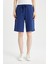Regular Fit Beli Lastikli Düz Paça Bermuda Şort N7439AZNS 4