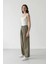 Wide Leg Klasik Kumaş Pantolon Geniş Bol Paça Kareli Çift Cepli Yüksek Bel Piliseli Standart Boy D4439AX24AU 4