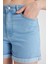 Normal Bel Katlamalı Paça Basic Düz Jean Şort A1959AX24SM 4