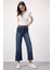 Culotte Yüksek Bel Kısa Geniş Paça Kemerli Jean Yıkamalı Pantolon D4325AX25SP 3