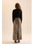 Straight Fit Normal Bel Leopar Desenli Saten Maxi Etek D6886AXNS 5