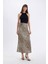 Straight Fit Normal Bel Leopar Desenli Saten Maxi Etek D6886AXNS 8