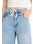Wide Leg Bağcıklı Bel Uzun Jean Yıkamalı Pantolon E8003AX25SM 5