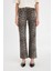 Straight Fit Leopar Gabardin Palazzo Pantolon Yüksek Bel Cepli Uzun D1229AX24AU 6