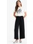 Culotte Esnek Belli Geniş Paça Kuşaklı Krinkıl Viskon Kapri Pantolon C9565AX25SM 2