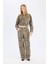 Baggy Fit Gabardin Pantolon Yüksek Bel Leopar Desenli Standart Boy D8149AX24AU 6