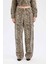 Baggy Fit Gabardin Pantolon Yüksek Bel Leopar Desenli Standart Boy D8149AX24AU 7