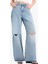 Wide Leg Yırtık Detaylı Yüksek Bel Geniş Paça Uzun Jean Pantolon E1681AX25SM 4