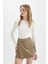 Regular Fit Normal Bel Kargo Cepli Gabardin Şort Etek D4991AX24AU 3