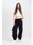 Coool Wide Leg Gabardin Pantolon Geniş Paça Normal Bel Basic Düz Bağcıklı Kargo Cepli B1205AX24AU 2