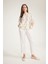 Wide Leg Cep Detaylı Esnek Belli Düz Paça Beyaz Pantolon F0994AX25SM 1
