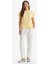 Wide Leg Cep Detaylı Esnek Belli Düz Paça Beyaz Pantolon F0994AX25SM 2