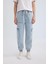 Kargo Jogger Yüksek Bel Bilek Boy Jean Yıkamalı Pantolon C1416AX24SM 4