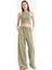 Keten Karışımlı Palazzo Pantolon Wide Leg Geniş Bol Paça Üç Cepli Normal Bel Basic Düz Standart Boy C4545AX25SP 3