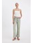 Straight Fit Yüksek Bel Katlamalı Paça Bilek Boy Jean Yıkamalı Pantolon D2965AX24HS 3