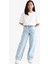 Kız Çocuk Baggy Fit Geniş Paça Jean Pantolon E9833A825AU 5