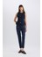 Skinny Fit Yüksek Bel Cepli Düğmeli Düz Paça Kumaş Pantolon E5431AX25SP 5