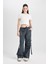 Coool Wide Leg Gabardin Pantolon Geniş Paça Normal Bel Basic Düz Bağcıklı Kargo Cepli B1205AX24AU 2