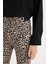 Sigaret Saten Kumaş Pantolon Leopar Desenli Normal Bel Beli Lastikli Düz Paça J8741AZ25SP 5