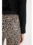 Sigaret Saten Kumaş Pantolon Leopar Desenli Normal Bel Beli Lastikli Düz Paça J8741AZ25SP 6