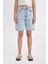 Yüksek Bel Jean Bermuda Şort 5