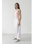 Wide Leg Çift Cepli Yüksek Bel Geniş Paça Beyaz Palazzo Pantolon F2662AX25SM 3