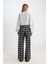 Wide Leg Kumaş Pijama Pantolon Geniş Bol Paça Kareli Normal Bel Lastikli Cepli D9548AX24WN 6