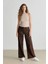 Straight Fit Fermuarlı Yüksek Bel Standart Boy Suni Deri Palazzo Pantolon E7234AX25SP 3