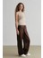 Straight Fit Fermuarlı Yüksek Bel Standart Boy Suni Deri Palazzo Pantolon E7234AX25SP 4