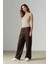 Straight Fit Fermuarlı Yüksek Bel Standart Boy Suni Deri Palazzo Pantolon E7234AX25SP 5