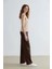 Straight Fit Fermuarlı Yüksek Bel Standart Boy Suni Deri Palazzo Pantolon E7234AX25SP 6