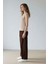 Straight Fit Fermuarlı Yüksek Bel Standart Boy Suni Deri Palazzo Pantolon E7234AX25SP 7