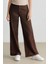 Straight Fit Fermuarlı Yüksek Bel Standart Boy Suni Deri Palazzo Pantolon E7234AX25SP 8