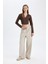 Klasik Kumaş Pantolon Wide Leg Geniş Bol Paça Fleto Cepli Yüksek Bel Standart Boy Basic Düz D8150AX24AU 2