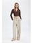 Klasik Kumaş Pantolon Wide Leg Geniş Bol Paça Fleto Cepli Yüksek Bel Standart Boy Basic Düz D8150AX24AU 3