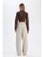 Klasik Kumaş Pantolon Wide Leg Geniş Bol Paça Fleto Cepli Yüksek Bel Standart Boy Basic Düz D8150AX24AU 7
