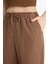 Wide Leg Çift Cepli Beli Lastikli Standart Boy Keten Karışımlı Pantolon E1981AX25SM 5