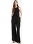 Wide Leg Çift Cepli Beli Lastikli Standart Boy Keten Karışımlı Siyah Pantolon E1981AX25SM 2