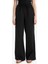 Wide Leg Çift Cepli Beli Lastikli Standart Boy Keten Karışımlı Siyah Pantolon E1981AX25SM 4