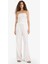 Wide Leg Çift Cepli Beli Lastikli Standart Boy Keten Karışımlı Beyaz Pantolon E1981AX25SM 1