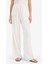 Wide Leg Çift Cepli Beli Lastikli Standart Boy Keten Karışımlı Beyaz Pantolon E1981AX25SM 4