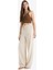 Wide Leg Çift Cepli Beli Lastikli Standart Boy Keten Karışımlı Pantolon E1981AX25SM 2
