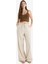 Wide Leg Çift Cepli Beli Lastikli Standart Boy Keten Karışımlı Pantolon E1981AX25SM 3