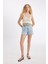 Paperbag Yüksek Bel Katlamalı Paça Jean Şort C0694AX24SM 3