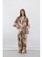 Wide Leg Desenli Modal Kumaş Palazzo Pantolon Yüksek Bel Düz Geniş Paça E8599AX25SM 1